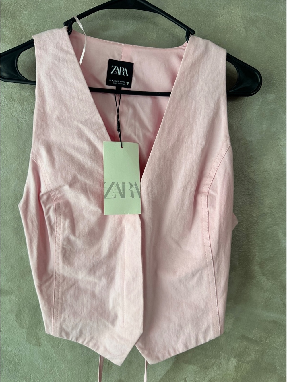 Zara pink sleeveless tie back vest top NWT